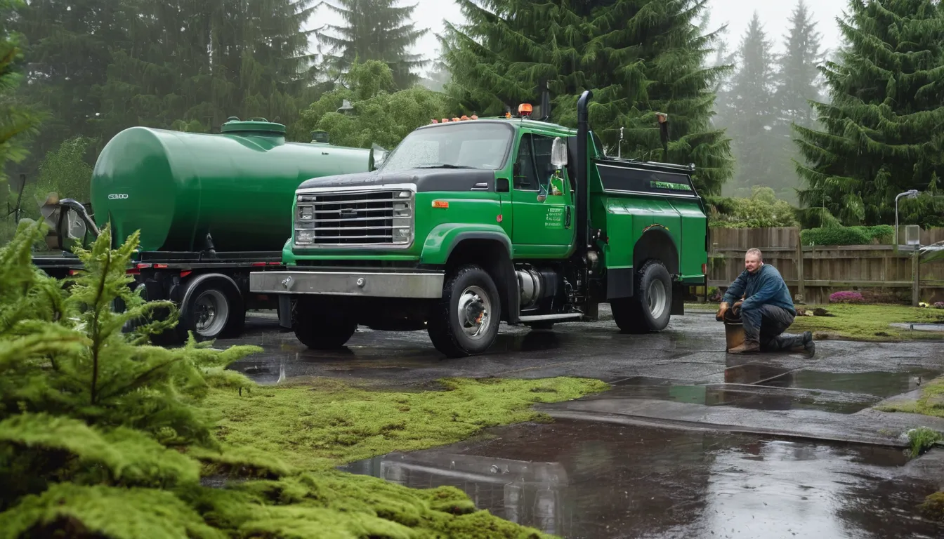 Provider checking a septic tank lid in a yard in the Seattle area